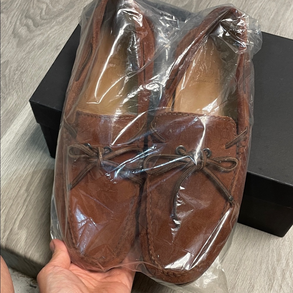 Massimo Dutti Chestnut Suede Slip-On Loafers